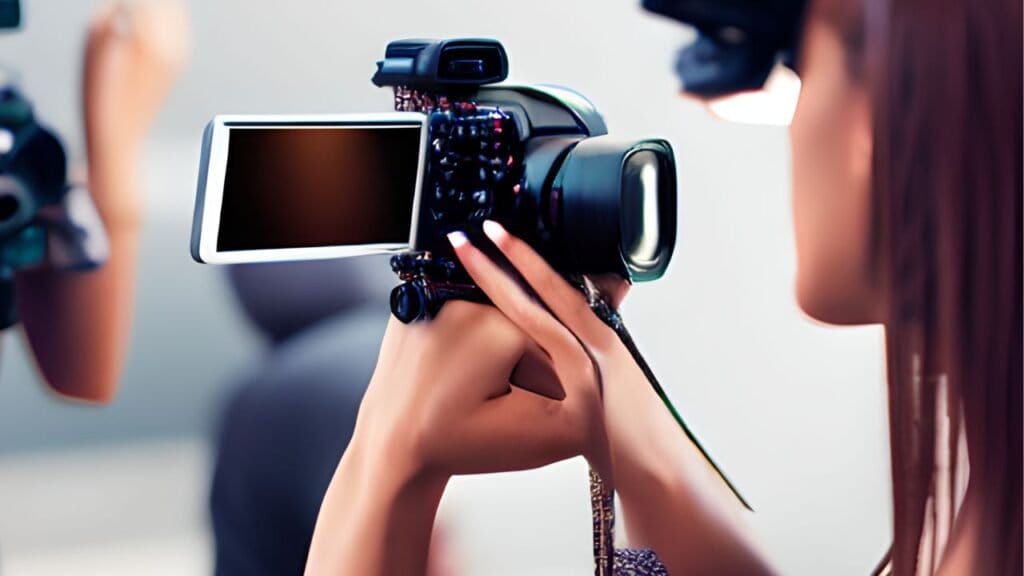 girl holding Blackmagic camera